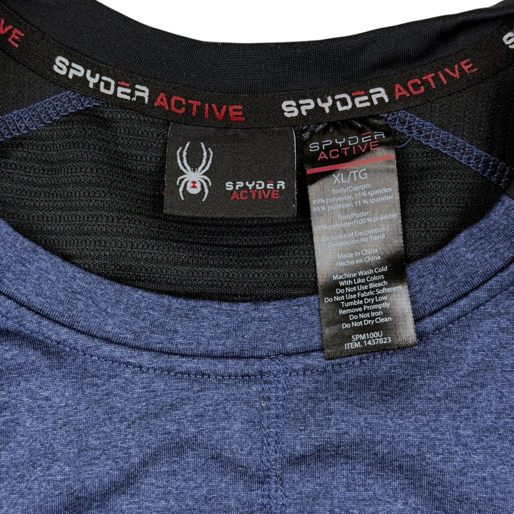 Spyder Active Shirt Mens XL‎ Blue Long Sleeve Stretch Pullover Poly Spandex - Picture 8 of 9